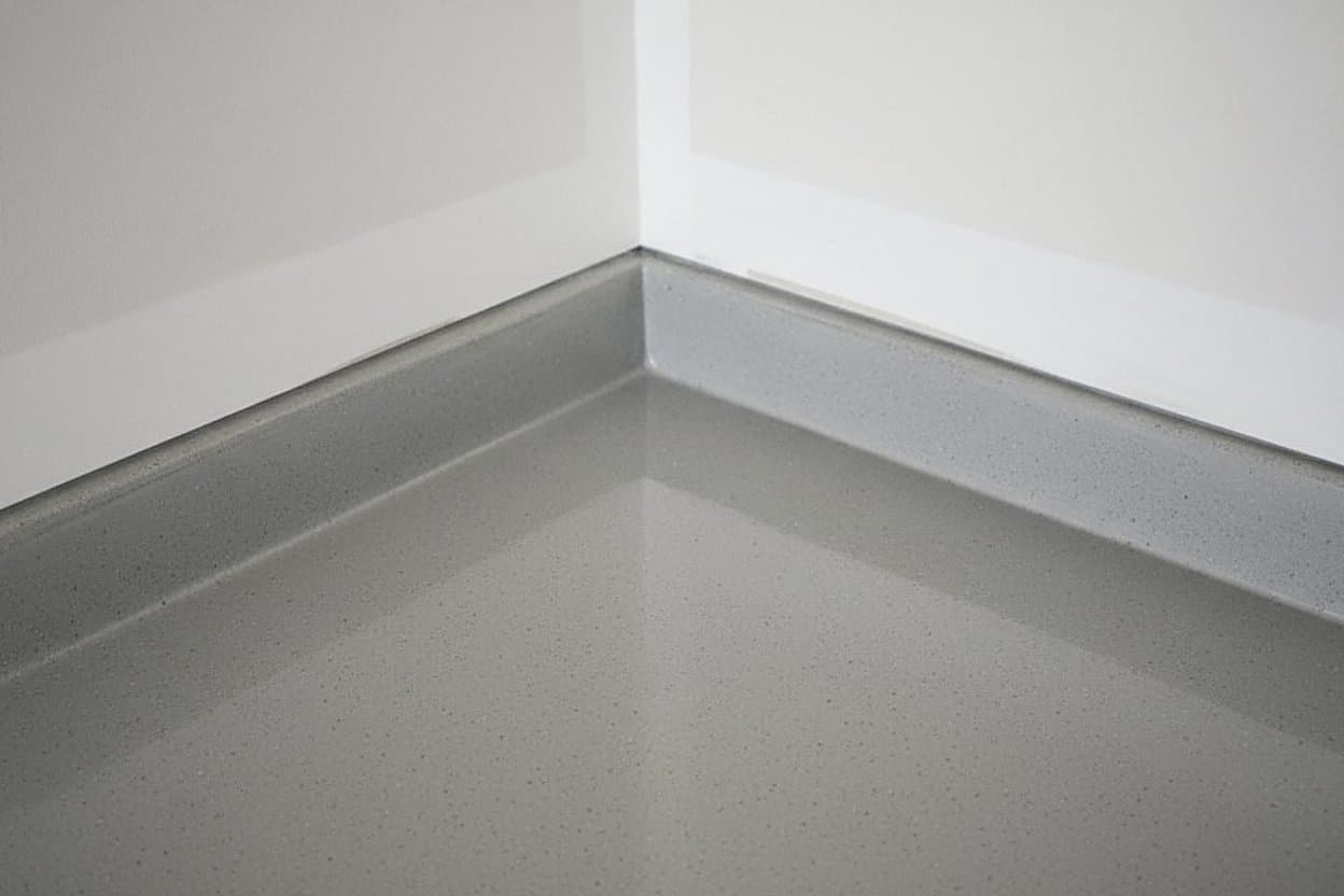 Clean cove edge where epoxy meets wall.